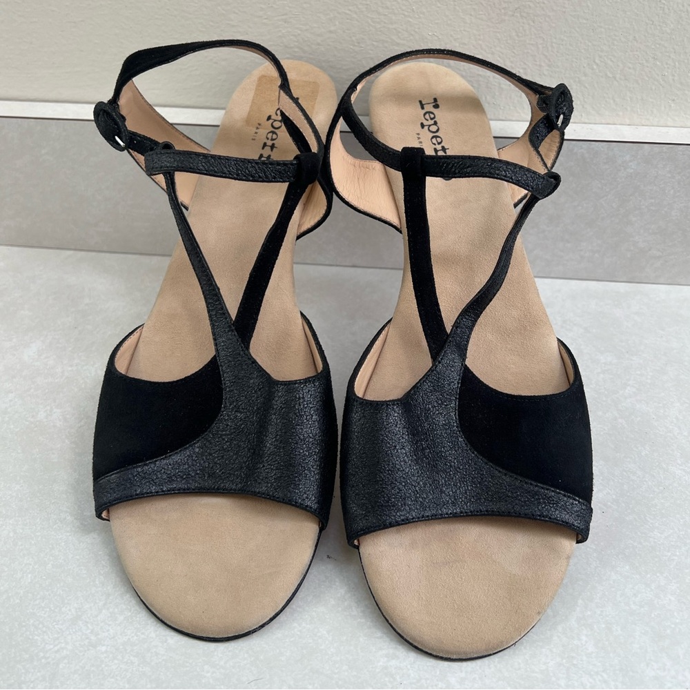 Repetto Black Leather Noe Cross Strap Sandals Size 10